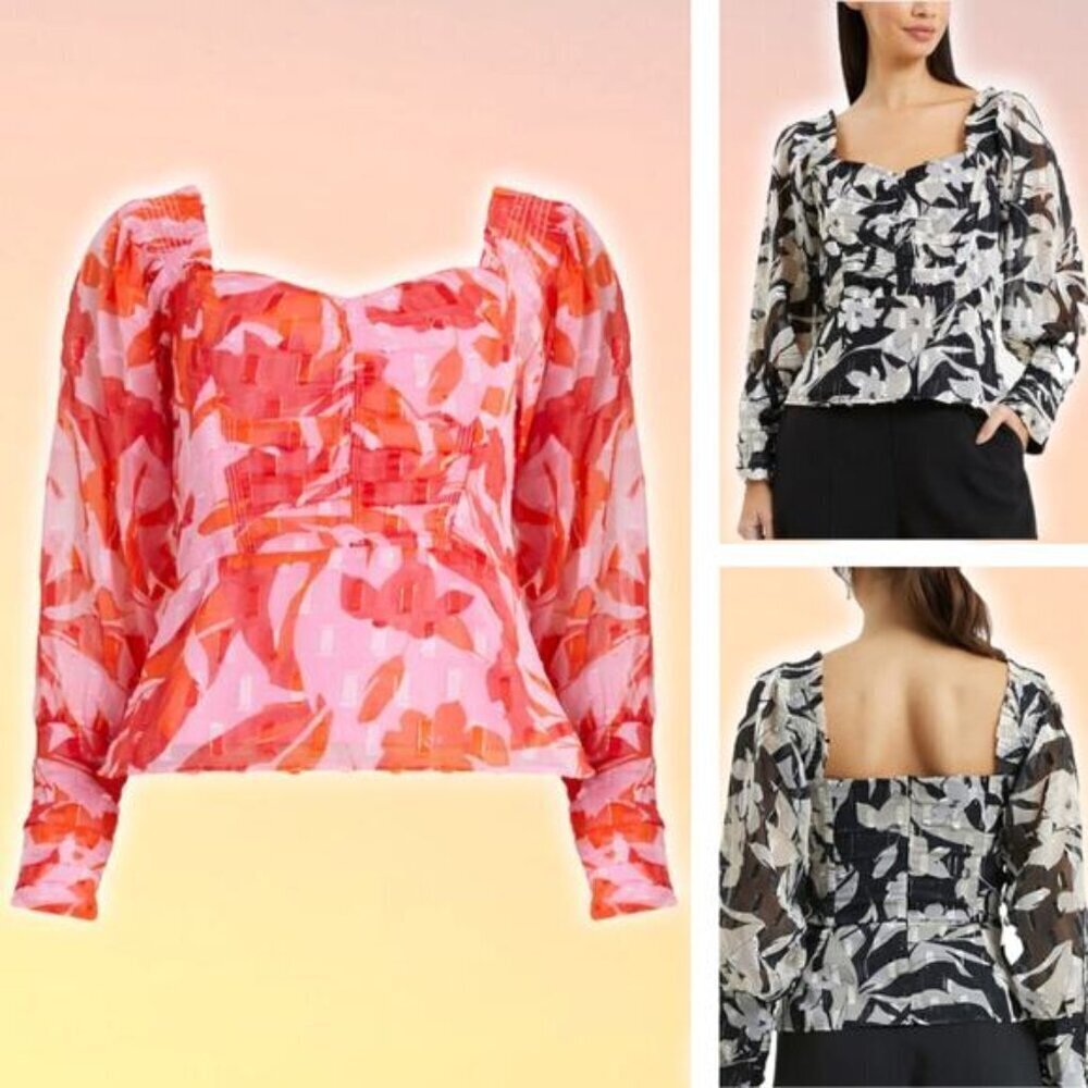NWT FRENCH CONNECTION Ally Dinah Sweetheart Neck Top Sz 6 Rosebloom